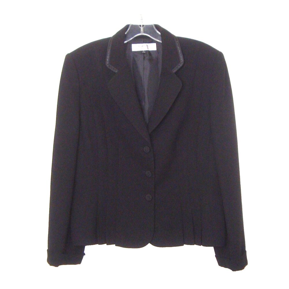 TAHARI Arthur S Levine Black Tailored Blazer Lined Career Classic